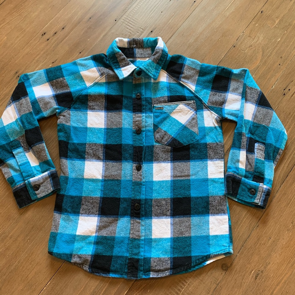 ⭐️Hurley boys turquoise flannel shirt - Age 5